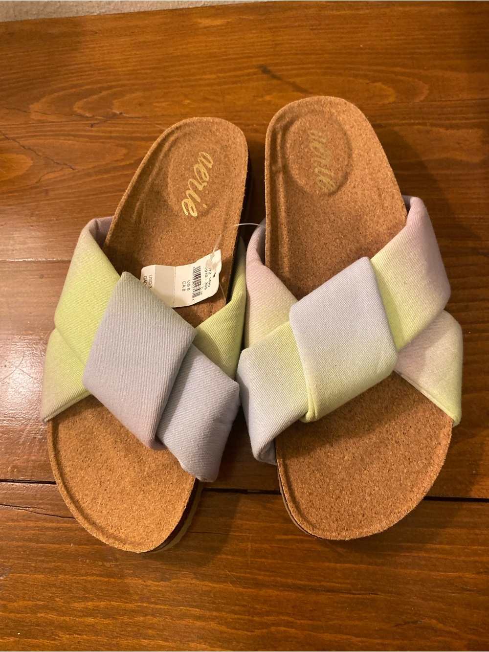 Women’s Aerie Footbed Slide Sandals Sz8 NWT Pastel Ombré
